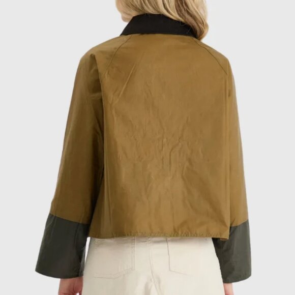 BARBOUR ALMA WAX JACKET in Sand/ Archive Olive MSRP$580 British Elegance - Picture 11 of 16